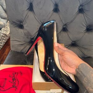 Christian Louboutin Glossy Black Heels with Red Sole